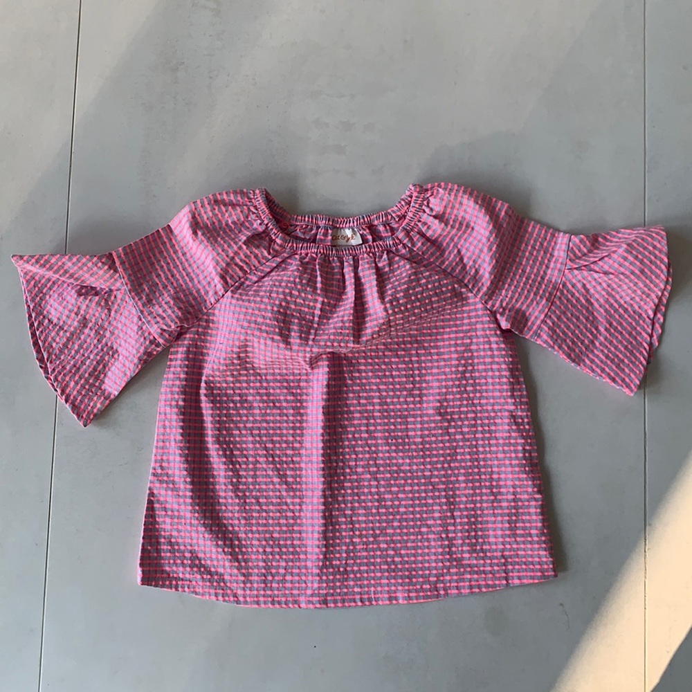 Pink and Grey Strip Top